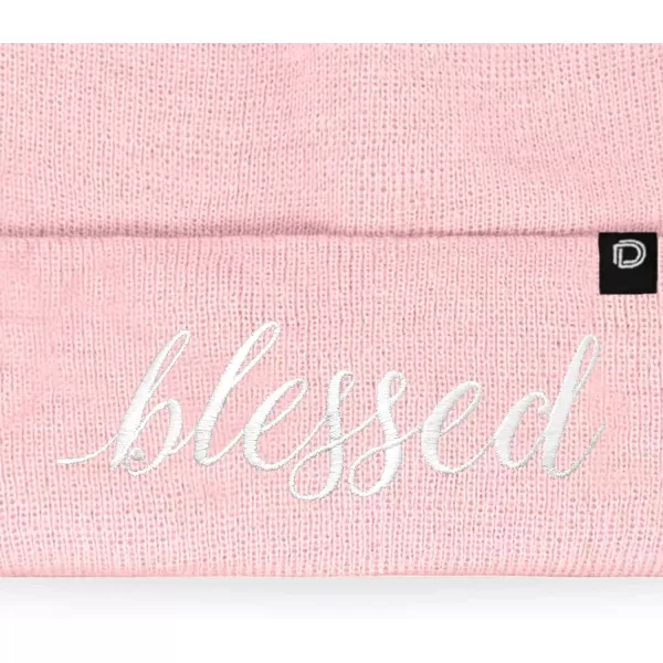 DALIX Embroidered Blessed Beanie Cap Cuffed Knit Hat Women