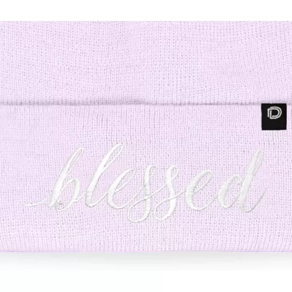 DALIX Embroidered Blessed Beanie Cap Cuffed Knit Hat Women