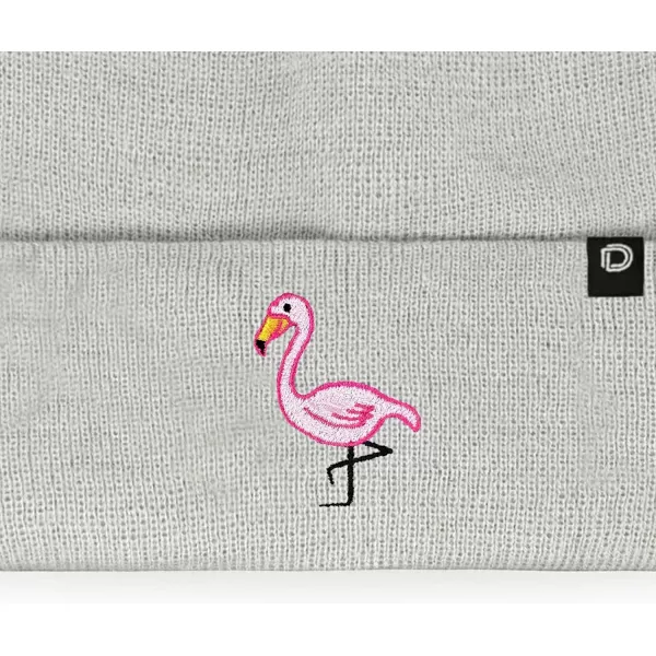 DALIX Embroidered Flamingo Beanie Cap Cuffed Knit Hat Women