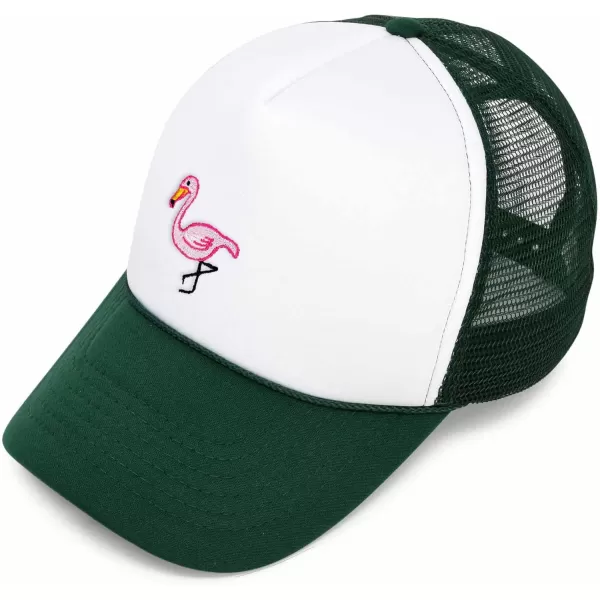 DALIX Embroidered Flamingo Trucker Cap Hat Women