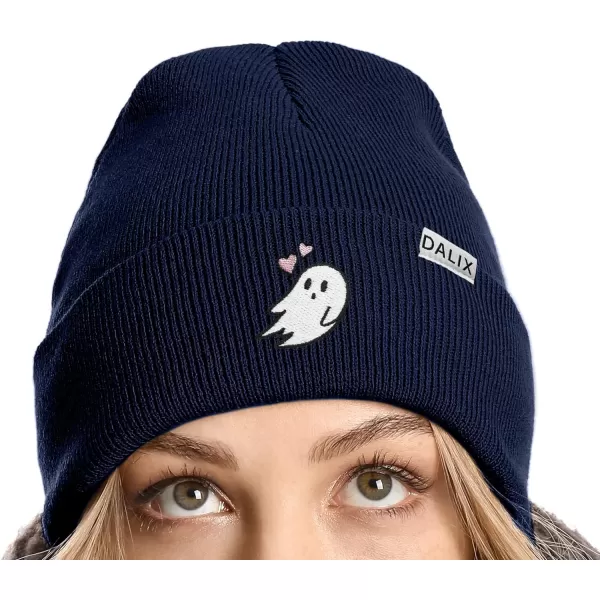DALIX Embroidered Heartly Ghost Beanie Skull Cap