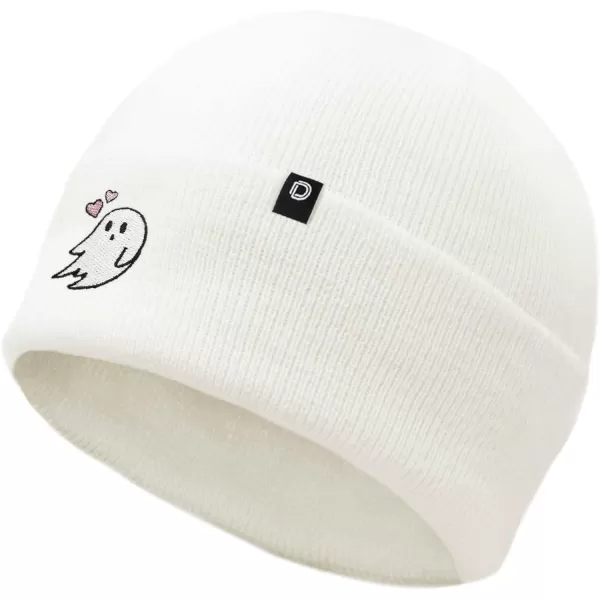 DALIX Embroidered Heartly Ghost Beanie Skull Cap