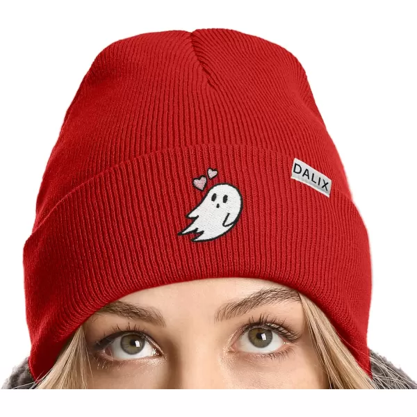 DALIX Embroidered Heartly Ghost Beanie Skull Cap