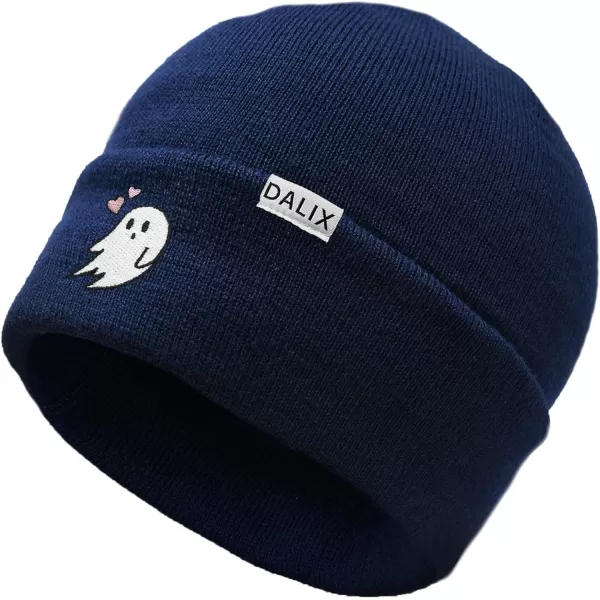 DALIX Embroidered Heartly Ghost Beanie Skull Cap