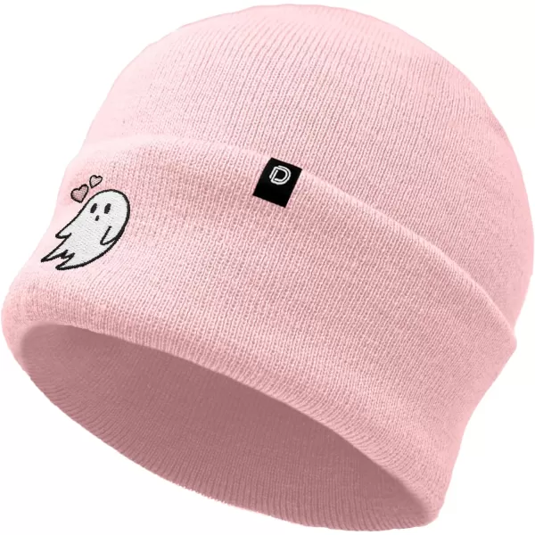 DALIX Embroidered Heartly Ghost Beanie Skull Cap