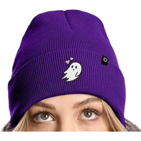 DALIX Embroidered Heartly Ghost Beanie Skull Cap