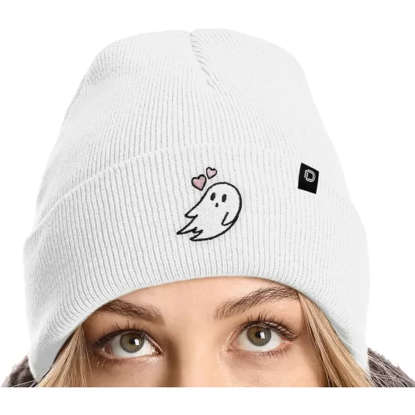 DALIX Embroidered Heartly Ghost Beanie Skull Cap