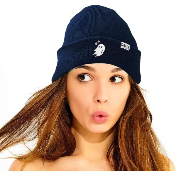 DALIX Embroidered Heartly Ghost Beanie Skull Cap