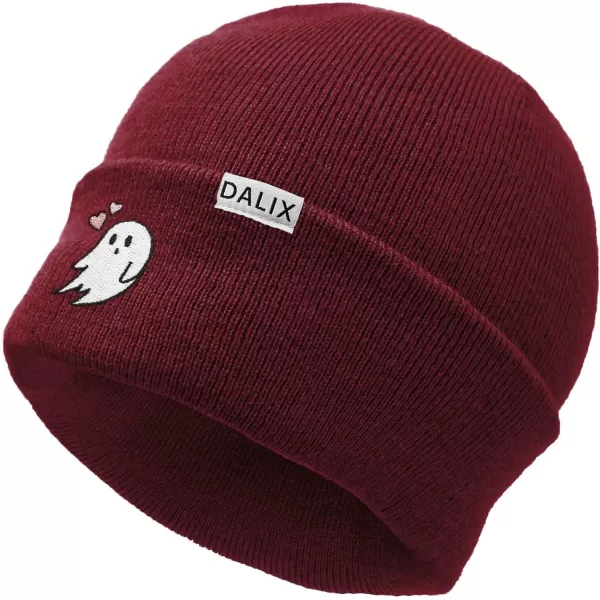DALIX Embroidered Heartly Ghost Beanie Skull Cap