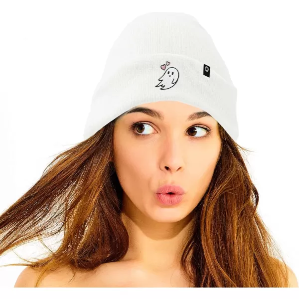 DALIX Embroidered Heartly Ghost Beanie Skull Cap