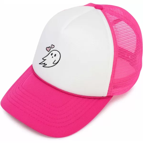 DALIX Embroidered Heartly Ghost Trucker Cap Hat Women