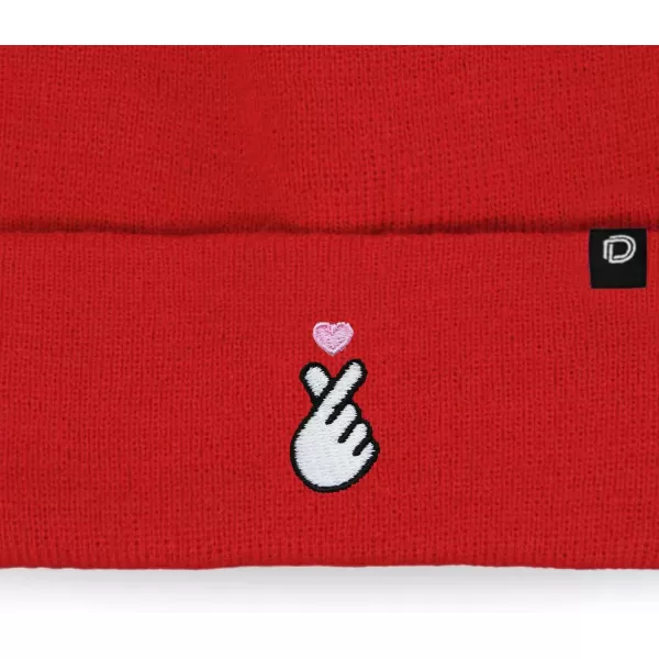 DALIX Embroidered Snap Heart Beanie Cap Cuffed Knit Hat Women
