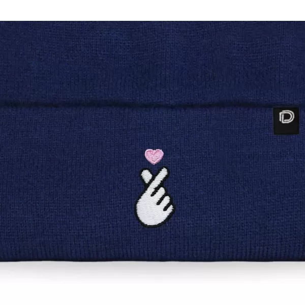 DALIX Embroidered Snap Heart Beanie Cap Cuffed Knit Hat Women