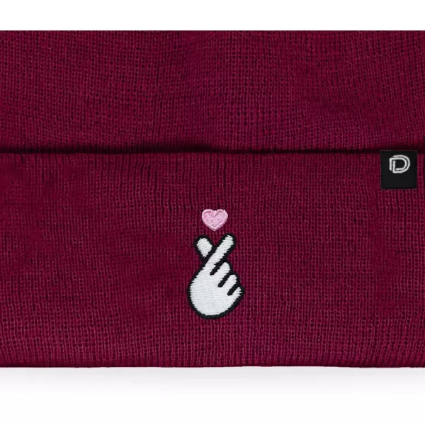 DALIX Embroidered Snap Heart Beanie Cap Cuffed Knit Hat Women