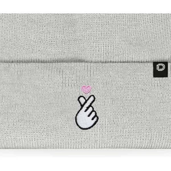 DALIX Embroidered Snap Heart Beanie Cap Cuffed Knit Hat Women
