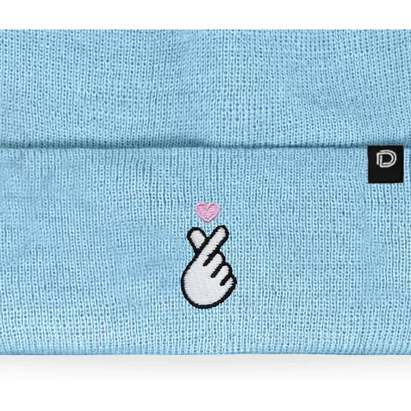 DALIX Embroidered Snap Heart Beanie Cap Cuffed Knit Hat Women