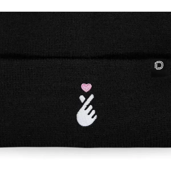 DALIX Embroidered Snap Heart Beanie Cap Cuffed Knit Hat Women