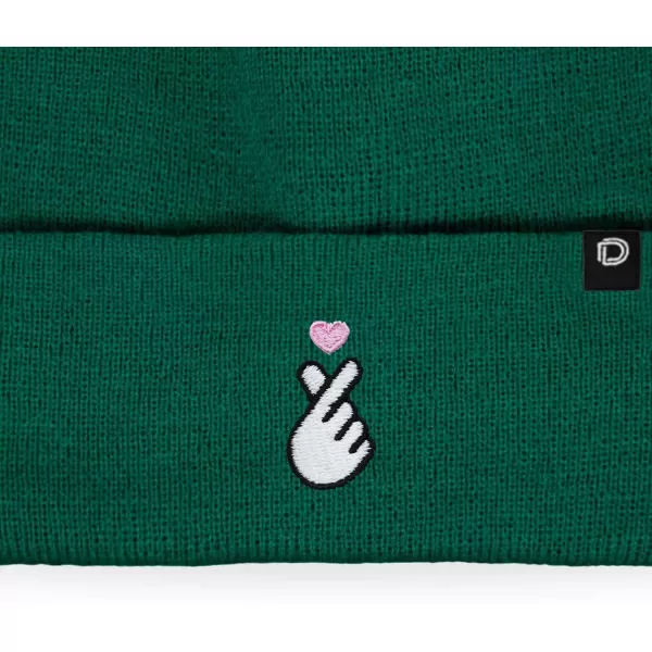 DALIX Embroidered Snap Heart Beanie Cap Cuffed Knit Hat Women