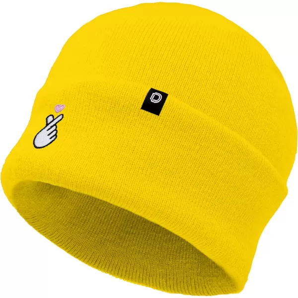 DALIX Embroidered Snap Heart Beanie Cap Cuffed Knit Hat Women