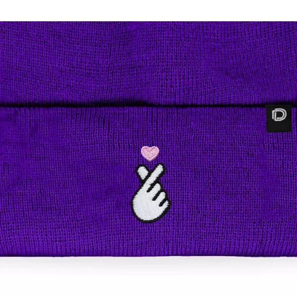 DALIX Embroidered Snap Heart Beanie Cap Cuffed Knit Hat Women