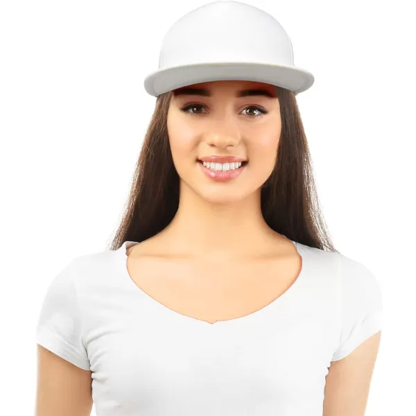 DALIX Flat Billed Trucker Hat Mesh Back S M L Adjustable Cap Solid Two Toned Snapback