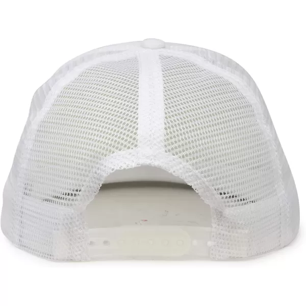 DALIX Flat Billed Trucker Hat Mesh Back S M L Adjustable Cap Solid Two Toned Snapback