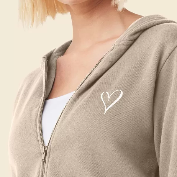 DALIX Heart Embroidered Fleece Cropped Zip Hoodie Cold Fall Winter Womens