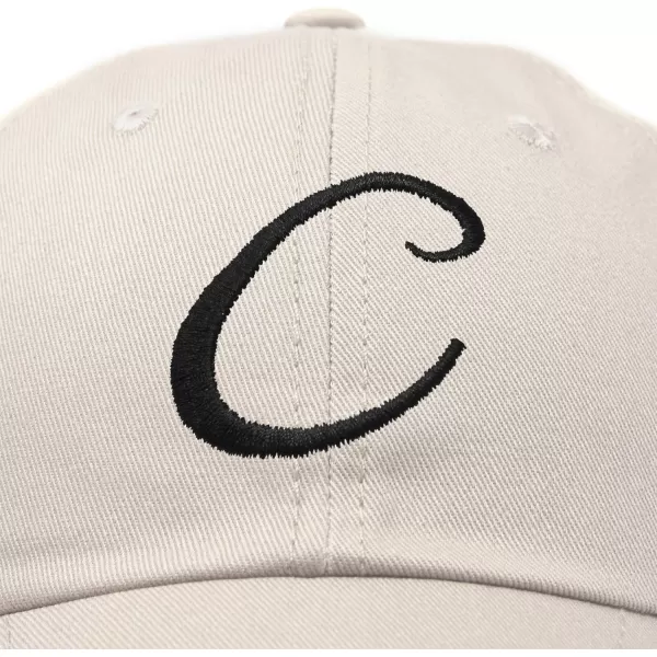 DALIX Initial Hat Letter C Womens Baseball Cap Monogram Cursive Embroider