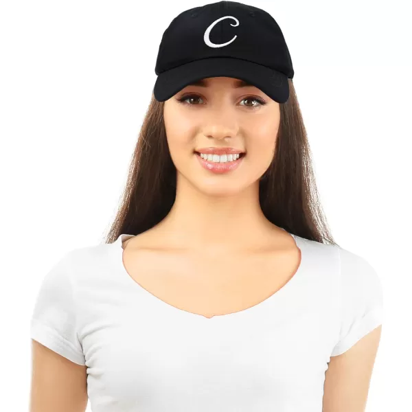 DALIX Initial Hat Letter C Womens Baseball Cap Monogram Cursive Embroider