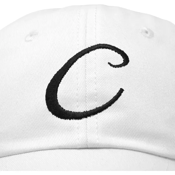 DALIX Initial Hat Letter C Womens Baseball Cap Monogram Cursive Embroider