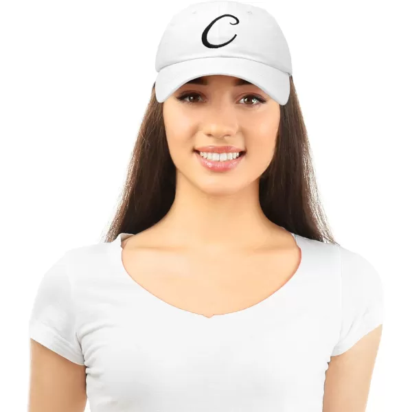 DALIX Initial Hat Letter C Womens Baseball Cap Monogram Cursive Embroider