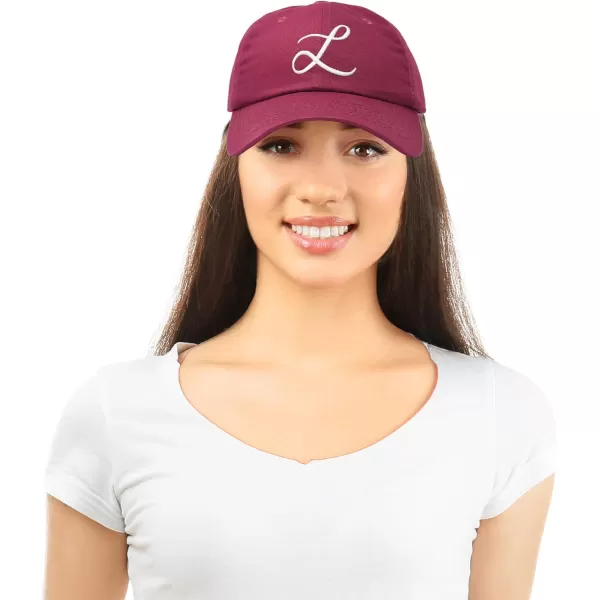 DALIX Initial Hat Letter L Womens Baseball Cap Monogram Cursive Embroider