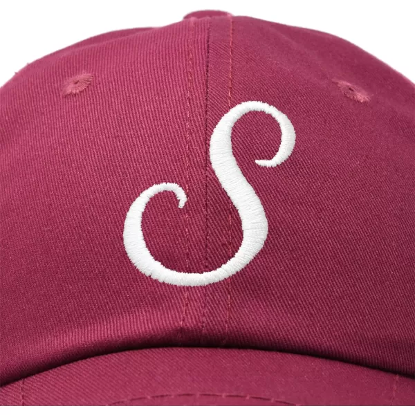 DALIX Initial Hat Letter S Womens Baseball Cap Monogram Cursive Embroider