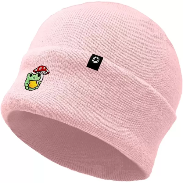 DALIX Mushroom Frog Embroidered Beanie Hat Cotton Cute Winter Fall Cap Womens