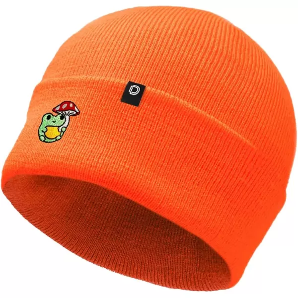 DALIX Mushroom Frog Embroidered Beanie Hat Cotton Cute Winter Fall Cap Womens