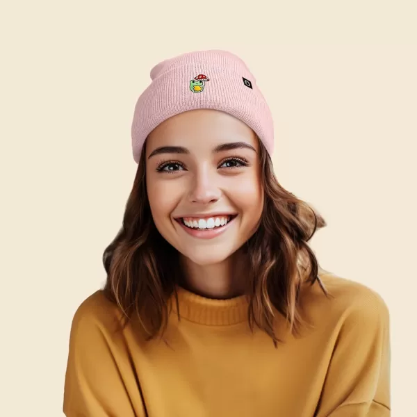 DALIX Mushroom Frog Embroidered Beanie Hat Cotton Cute Winter Fall Cap Womens