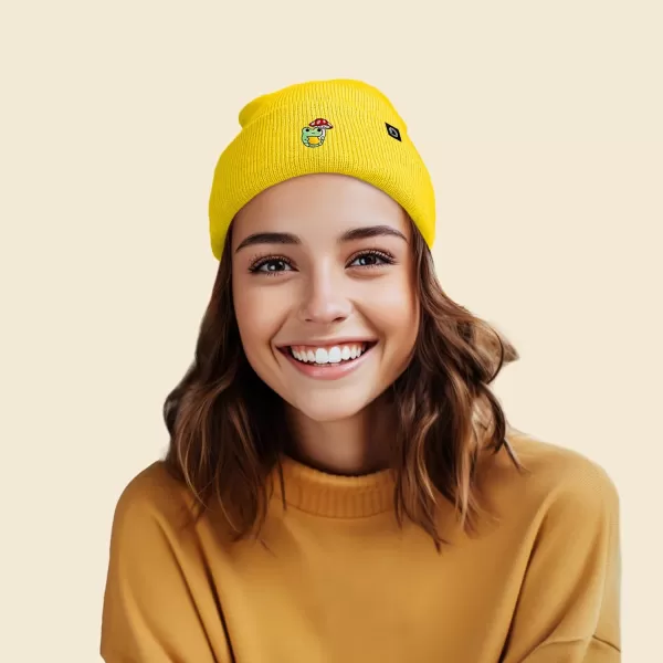 DALIX Mushroom Frog Embroidered Beanie Hat Cotton Cute Winter Fall Cap Womens