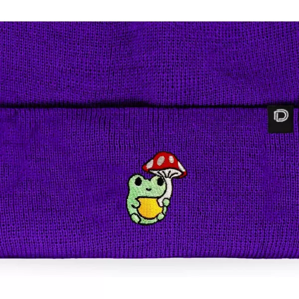 DALIX Mushroom Frog Embroidered Beanie Hat Cotton Cute Winter Fall Cap Womens