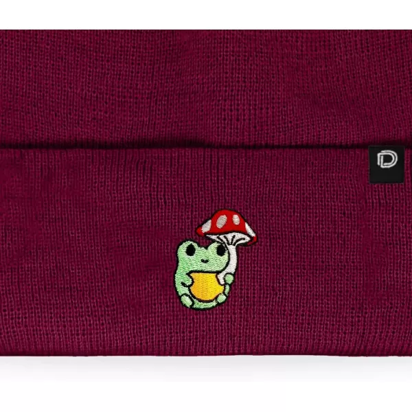 DALIX Mushroom Frog Embroidered Beanie Hat Cotton Cute Winter Fall Cap Womens