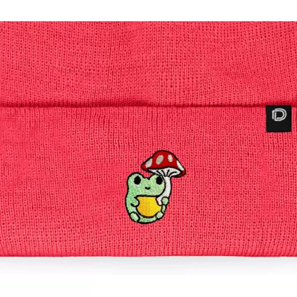 DALIX Mushroom Frog Embroidered Beanie Hat Cotton Cute Winter Fall Cap Womens