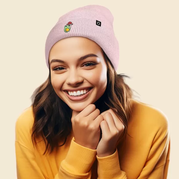 DALIX Mushroom Frog Embroidered Beanie Hat Cotton Cute Winter Fall Cap Womens