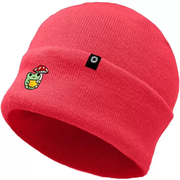 DALIX Mushroom Frog Embroidered Beanie Hat Cotton Cute Winter Fall Cap Womens