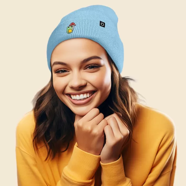 DALIX Mushroom Frog Embroidered Beanie Hat Cotton Cute Winter Fall Cap Womens