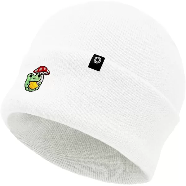 DALIX Mushroom Frog Embroidered Beanie Hat Cotton Cute Winter Fall Cap Womens