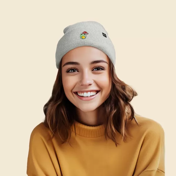 DALIX Mushroom Frog Embroidered Beanie Hat Cotton Cute Winter Fall Cap Womens