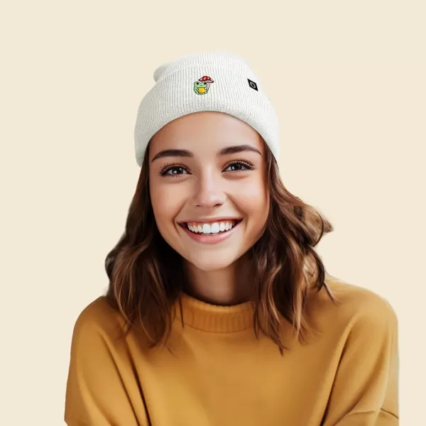 DALIX Mushroom Frog Embroidered Beanie Hat Cotton Cute Winter Fall Cap Womens