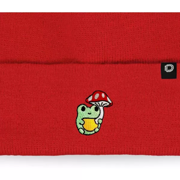 DALIX Mushroom Frog Embroidered Beanie Hat Cotton Cute Winter Fall Cap Womens