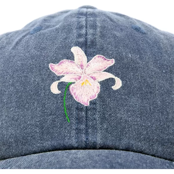 DALIX Orchid Hat Womens Floral Baseball Cap Washed