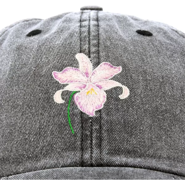 DALIX Orchid Hat Womens Floral Baseball Cap Washed