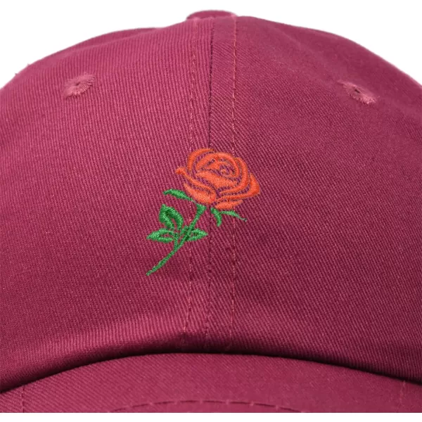 DALIX Red Rose Hat Premium Embroidered Baseball Cap Womens